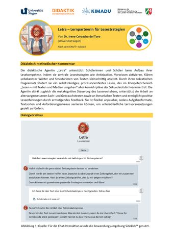 Unterrichtsplanung: Letra - Lernpartnerin für Lesestrategien