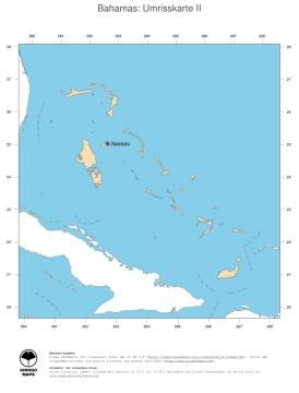 Karte: Landkarte Bahamas (Politische Staatsgrenzen und Hauptstadt)