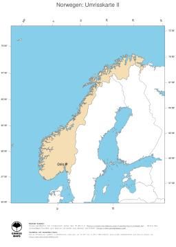 Karte: Landkarte Norwegen (Politische Staatsgrenzen und Hauptstadt)