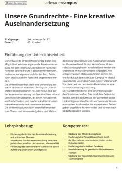 Unterrichtsbaustein: Unterrichtseinheit "Unsere Grundrechte - Eine kreative Auseinandersetzung"