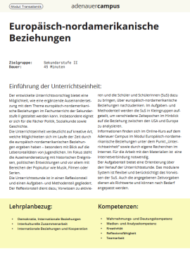 Arbeitsblatt: Unterrichtseinheit zum Thema "Transatlantische Beziehungen"