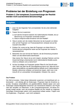 Arbeitsblatt: Modul 3 | Arbeitsblatt 3 "Problem: Die komplexe Realität nicht ausreichend berücksichtigt"