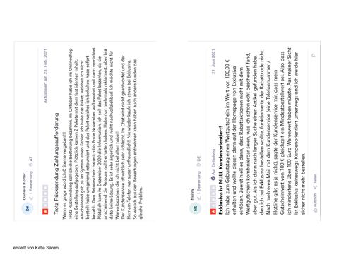 Daten: LS 6.1 Die Kundenkommunikation analysieren neu ausrichten | Exemplarisches Unterrichtsmaterial Nr. 2: Kundenbewertungen