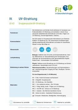 Unterrichtsbaustein: Lerneinheit 4.3 "Gruppenpuzzle UV-Strahlung"