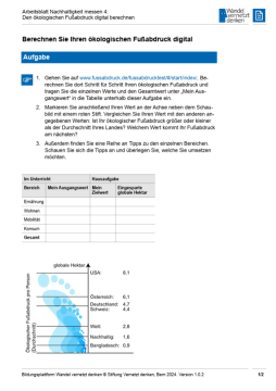 Arbeitsblatt: Modul 5 | Arbeitsblatt 4 "Berechnen Sie Ihren ökologischen Fußabdruck digital"