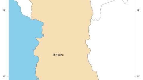 Karte: Landkarte Albanien (Politische Staatsgrenzen und Hauptstadt)