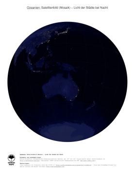 Karte: Landkarte Ozeanien (Licht der Städte bei Nacht)