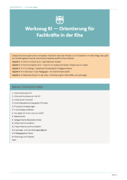 Handbuch: Grundlagendokument Werkzeug KI | Orientierung für Fachkräfte in der Kita