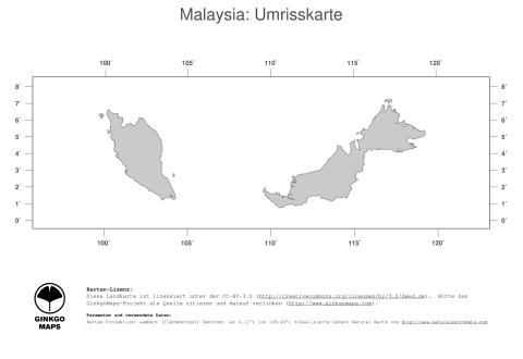 Karte: Landkarte Malaysia (Politische Staatsgrenzen)