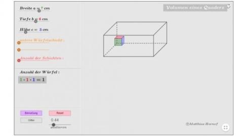Interaktion: Volumen eines Quaders 2