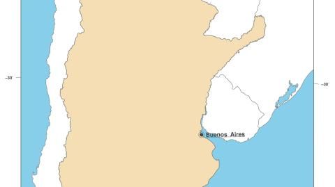Karte: Landkarte Argentinien (Politische Staatsgrenzen und Hauptstadt)