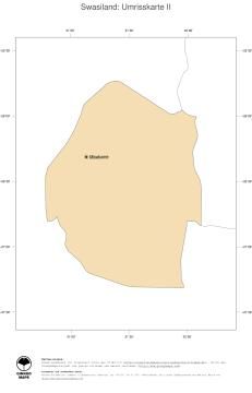 Karte: Landkarte Swasiland (Politische Staatsgrenzen und Hauptstadt)