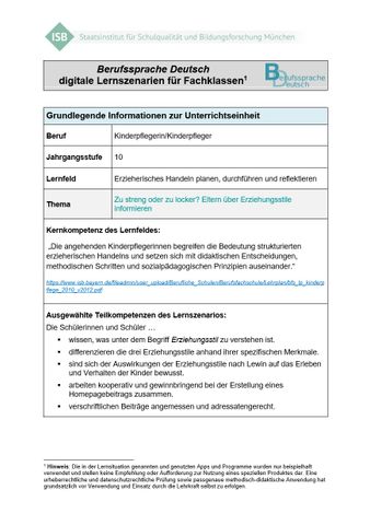 Unterrichtsplanung: Zu streng oder zu locker? M 0: Unterrichtsverlaufsplanung (PDF)