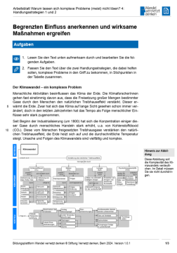 Arbeitsblatt: Modul 7 | Arbeitsblatt 4 "Begrenzten Einfluss anerkennen und wirksame Maßnahmen ergreifen"
