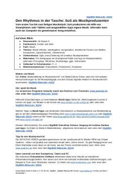 Unterrichtsbaustein: DigiBitS-Unterrichtseinheit: Den Rhythmus in der Tasche: Musikproduktion mit Apps (odt)