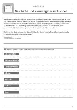 Unterrichtsplanung: Geschäfte und Konsumgüter im Handel | gesamtes Material