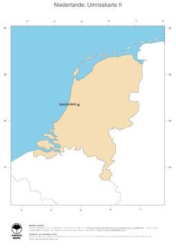 Karte: Landkarte Niederlande (Politische Staatsgrenzen und Hauptstadt)