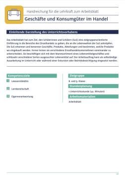 Unterrichtsplanung: Geschäfte und Konsumgüter im Handel | Handreichung