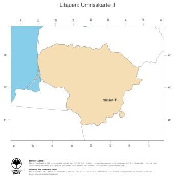 Karte: Landkarte Litauen (Politische Staatsgrenzen und Hauptstadt)
