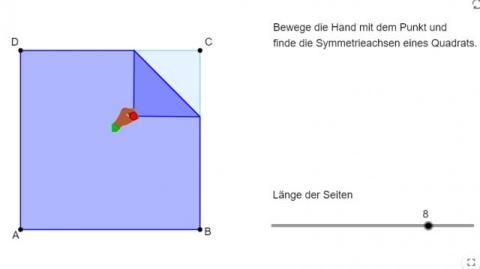Interaktion: Symmetrieachsen eines Quadrats