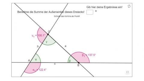 Interaktion: Außenwinkelsumme eines Dreiecks