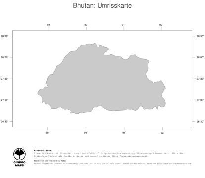 Karte: Landkarte Bhutan (Politische Staatsgrenzen)