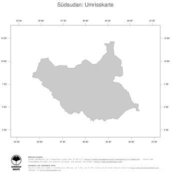 Karte: Landkarte Südsudan (Politische Staatsgrenzen)