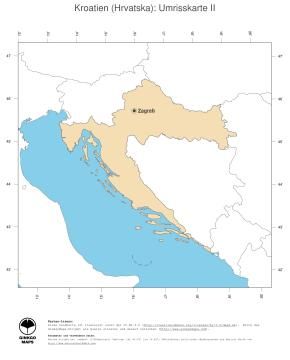 Karte: Landkarte Kroatien (Politische Staatsgrenzen und Hauptstadt)