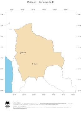 Karte: Landkarte Bolivien (Politische Staatsgrenzen und Hauptstadt)