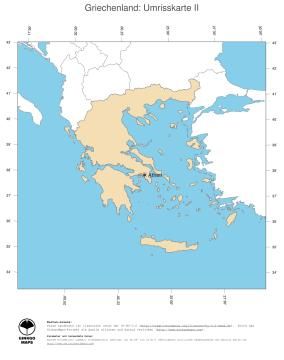 Karte: Landkarte Griechenland (Politische Staatsgrenzen und Hauptstadt)