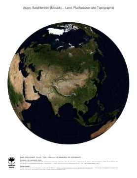 Karte: Landkarte Asien (Land, Flachwasser und Topographie (mit Staatsgrenzen))