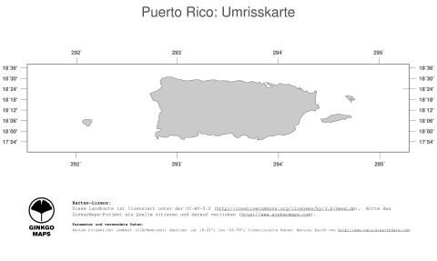 Karte: Landkarte Puerto Rico (Politische Staatsgrenzen)