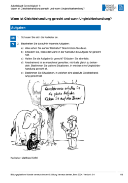 Arbeitsblatt: Modul 2 | Arbeitsblatt 1 "Wann ist Gleichbehandlung gerecht und wann Ungleichbehandlung?"