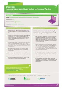 Text: DigiBitS-Checkliste: Informationen gezielt und sicher suchen und finden (pdf)