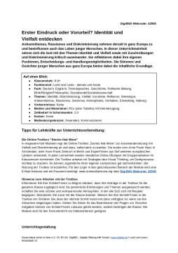 Unterrichtsbaustein: DigiBitS-Unterrichtseinheit: Erster Eindruck oder Vorurteil? Identität und Vielfalt entdecken (odt)
