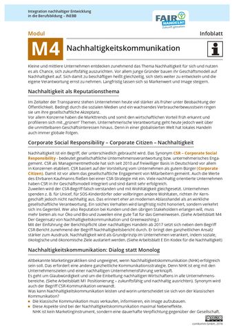 Unterrichtsbaustein: M4 07 Nachhaltigkeitskommunikation
