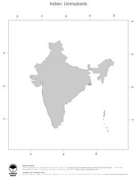 Karte: Landkarte Indien (Politische Staatsgrenzen)