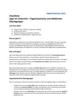 Text: DigiBitS-Checkliste: Apps im Unterricht – Organisatorische und didaktische Überlegungen (odt)