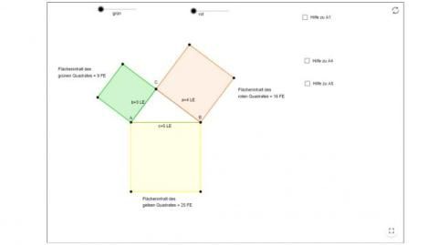 Interaktion: Scherungsbeweis Satz des Pythagoras