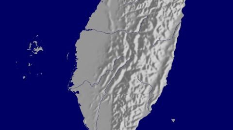 Karte: Landkarte Taiwan (Staatsgrenzen und Hauptstadt): schattiertes Relief
