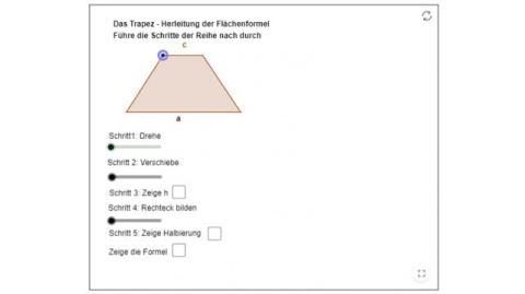 Interaktion: Grafische Herleitung der Flächenformel des Trapezes