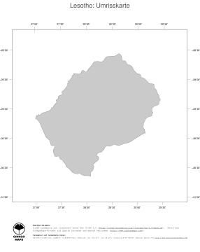 Karte: Landkarte Lesotho (Politische Staatsgrenzen)