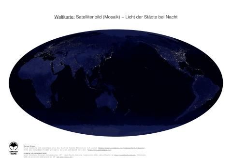 Karte: Weltkarte (Licht der Städte bei Nacht)