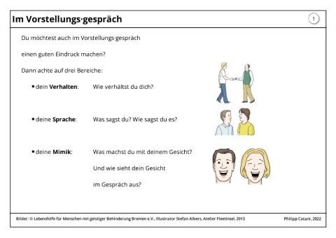 Arbeitsblatt: Richtiges Verhalten in Vorstellungsgesprächen