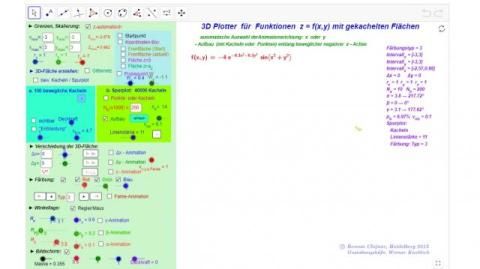 Interaktion: Plotter für Funktionen z = f(x,y) mit gekachelten Flächen 2