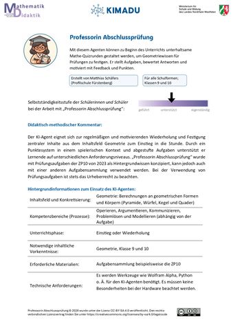 Unterrichtsplanung: Professorin Abschlussprüfung