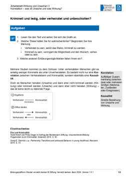 Arbeitsblatt: Modul 2 | Arbeitsblatt 3 "Korrelation – was ist Ursache und was Wirkung?"