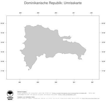 Karte: Landkarte Dominikanische Republik (Politische Staatsgrenzen)