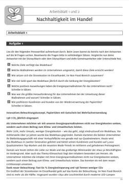 Unterrichtsplanung: Nachhaltigkeit im Handel | gesamtes Material