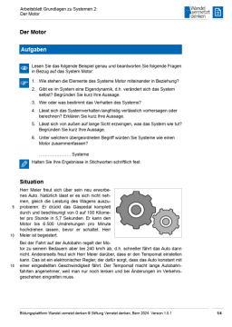 Arbeitsblatt: Modul 5 | Arbeitsblatt 2 "Der Motor (technisches System)"